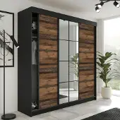 KIER FURNITURE Schiebegarderobe LAMARO mit Spiegel. Schrank Schlafzimmer 200x205x59cm