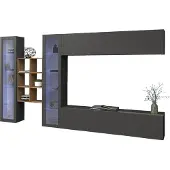 Freiraum Wohnwand >Benevent< (5-teilig) in Anthrazit matt - 320x180x30cm (BxHxT)