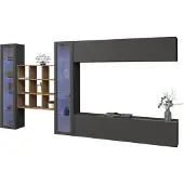 Freiraum Wohnwand >Benevent< (5-teilig) in Anthrazit matt - 350x180x30 (BxHxT)