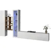 Freiraum Wohnwand >Benevent< (4-teilig) in Weiß Hochglanz - 320x180x30 (BxHxT)