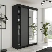 KIER FURNITURE Schiebegarderobe LAMARO mit Spiegel, Schrank Schlafzimmer, 138x205x59cm