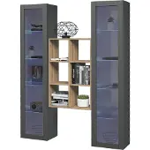 Freiraum Wohnwand >Benevent< (3-teilig) in Anthrazit matt - 140x180x30 (BxHxT)