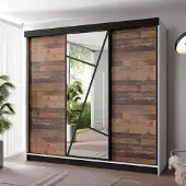 KIER FURNITURE Schrank mit Spiegel - Kleiderschrank mit Schiebetüren, 250x205x59 cm