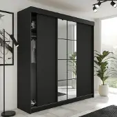 KIER FURNITURE Schiebegarderobe LAMARO mit Spiegel. Schrank Schlafzimmer 200x205x59cm