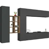 Freiraum Wohnwand >Benevent< (5-teilig) in Anthrazit matt - 320x180x30 (BxHxT)