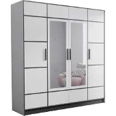 KIER FURNITURE Viertüriger Kleiderschrank Roj4D - 206,4x205x39 cm Weiß
