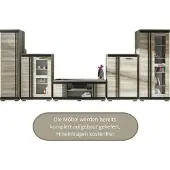 Meblomania Wohnwand BRINX, Kleiderschrank, TV-Schrank, Vitrine, Kommode, Kombivitrine - Canyon Eiche