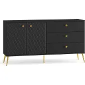 Petits-meubles Buffet Manoé mit 3 Schubladen und 2 Türen, Schwarz, 160cm