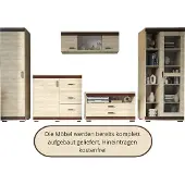 Meblomania KOMBO Wohnwand 5-teilig - Schrankwand, TV-Element, Kombi-Vitrine - Sonoma Eiche