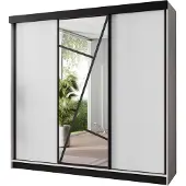 KIER FURNITURE Schrank mit Spiegel - Kleiderschrank mit Schiebetüren, 250x205x59 cm