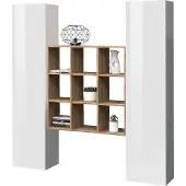 Freiraum Wohnwand >Benevent< (3-teilig) in Weiß Hochglanz - 170x180x30 (BxHxT)