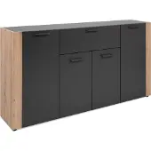 Freiraum Sideboard >Cento< in anthrazit / Nachbildung Artisan Oak - 162x83x34,5cm (BxHxT)
