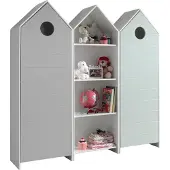 58 aufm Kessel Regalschrank Set Kania mit Standregal MDF+Holzwerkstoff Grau + Grün