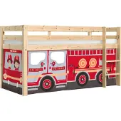 58 aufm Kessel Kinderbett Karolina 210x114x106 Massivholz Natur Textilset Feuerwehr