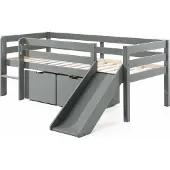 58 aufm Kessel Kojenbett mit Rutsche Karolina 208x175x83 Massivholz Grau