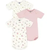 Petit Bateau 3er-Pack Bodys kurzarm Blumen, natur | mehrfarbig, 74