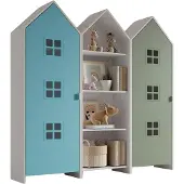 58 aufm Kessel Regalschrank Set Kania 173x37x171 Standregal MDF Weiß /Bunt