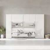 SMARTBett GmbH SMARTBett WOHNWAND Schlafzimmer set Schrankbett Jugendzimmer Weiss/Weiss Hochglanz
