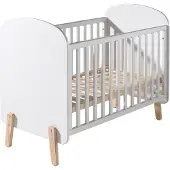 58 aufm Kessel Babybett Karilynn 129x68x94 Gitterbett MDF+Massivholz Weiß