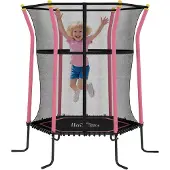 HOMCOM Kinder Trampolin 122 x 111 cm, Trampolin für Kinder 3-10 Jahre, Rosa