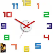 ModernClock , wanduhr, mehrfarbige Uhr 50cm, Stilvoll, Wanduhr DIY, große wanduhren