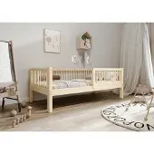 TIMBEE Alfi Kinderbett Einzelbett Kiefernholz 100x200cm Bett Holz Unlackiert