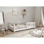 TIMBEE Alfi Kinderbett 90x180cm Bett Weiß Einzelbett Kinder Kiefernholz