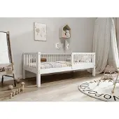 TIMBEE Alfi Kinderbett Einzelbett Kiefernholz 90x200cm Bett Weiß