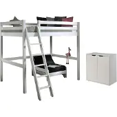 58 aufm Kessel Hochbett Katheryn 209x215x190 Kinderbett Massivholz+MDF Weiß