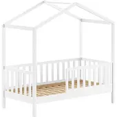 58 aufm Kessel Juniorbett Karie 148x76x151 Kinderbett Massivholz Weiß