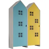 58 aufm Kessel Regalschrank Set Kania 115x37x171 Standregal MDF Weiß /Bunt