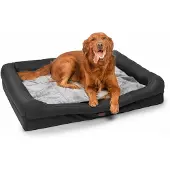 Raikou Hundebett orthopädisch waschbar rutschfest große Hunde, Schlafplatz Hundesofa Tierbedarf, Schwarz, 120x90x10cm