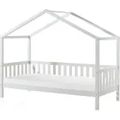 58 aufm Kessel Hausbett Kapua 210x97x170 Kinderbett Massivholz Weiß