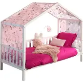 58 aufm Kessel Hausbett mit Textilhimmel Kapua 210x97x170 Massivholz Weiß