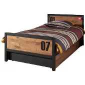 58 aufm Kessel Einzelbett Kameko 209x97x75 Massivholz+MDF Schwarz/Natur