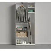 SMARTBett GmbH SMARTBett Schrank Kleiderschrank Aktenschrank 100 cm Weiss/Weiss Glanz