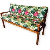4L Textil Gartenbankauflage Sitzkissen und Rückenkissen Hollywoodschaukel Auflage (100x60x50 cm, Blumen Grün)