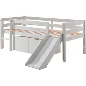 58 aufm Kessel Kojenbett mit Rutsche Karolina 208x175x83 Massivholz Weiß