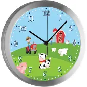 CreaDesign Funkuhr, Kinder Wanduhr, Kinderuhr, Kinderzimmer Bauernhof