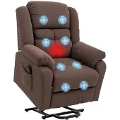 Xdovet Aufstehsessel mit Massagefunktion und Lendenheizung, Recliner-Sessel mit Fernbedienungen und Seitentaschen, Dunkelbraun