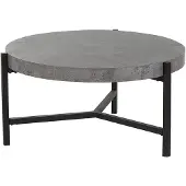 Beliani Couchtisch Grau Schwarz Betonoptik MDF Tischplatte Metallgestell Rund Modern Industriell