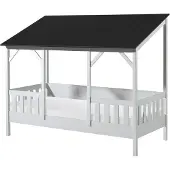 58 aufm Kessel Hausbett Katiya 214x105x174 Massivholz+MDF Weiß/Schwarz