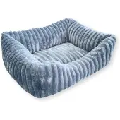 4L Textil BELLA Hundebett Plüsch für mittelgroße Hunde, Weiches Hundekörbchen, Flauschiges Hundekorb Waschbar (90x70 cm, Grau)