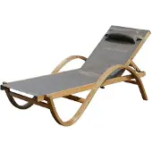 ALEOS . Sonnenliege Gartenliege Holzliege Paraiso aus Holz Lärche mit Kopfpolster bronze braun