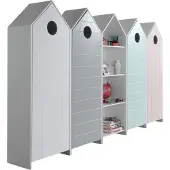 58 aufm Kessel Regalschrank Set Kania Standregal MDF+Holzwerkstoff Weiß /Bunt