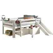 58 aufm Kessel Kojenbett mit Rutsche Karolina 208x175x83 Massivholz Weiß