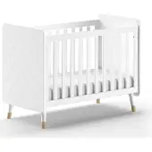 58 aufm Kessel Babybett Kamillah 124x68x96 Gitterbett MDF Satin Weiß
