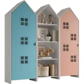 58 aufm Kessel Regalschrank Set Kania 173x37x171 Standregal MDF Weiß /Bunt