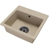 Brado Granitspüle Einbeckig DON – Beige – Schwarzer Syphon