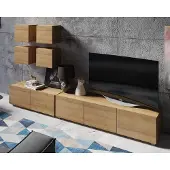 Ravio Wohnwand Amanda X Moderne Oberschränke komplett Möbel-Set Schrankwand (Goldene Eiche)